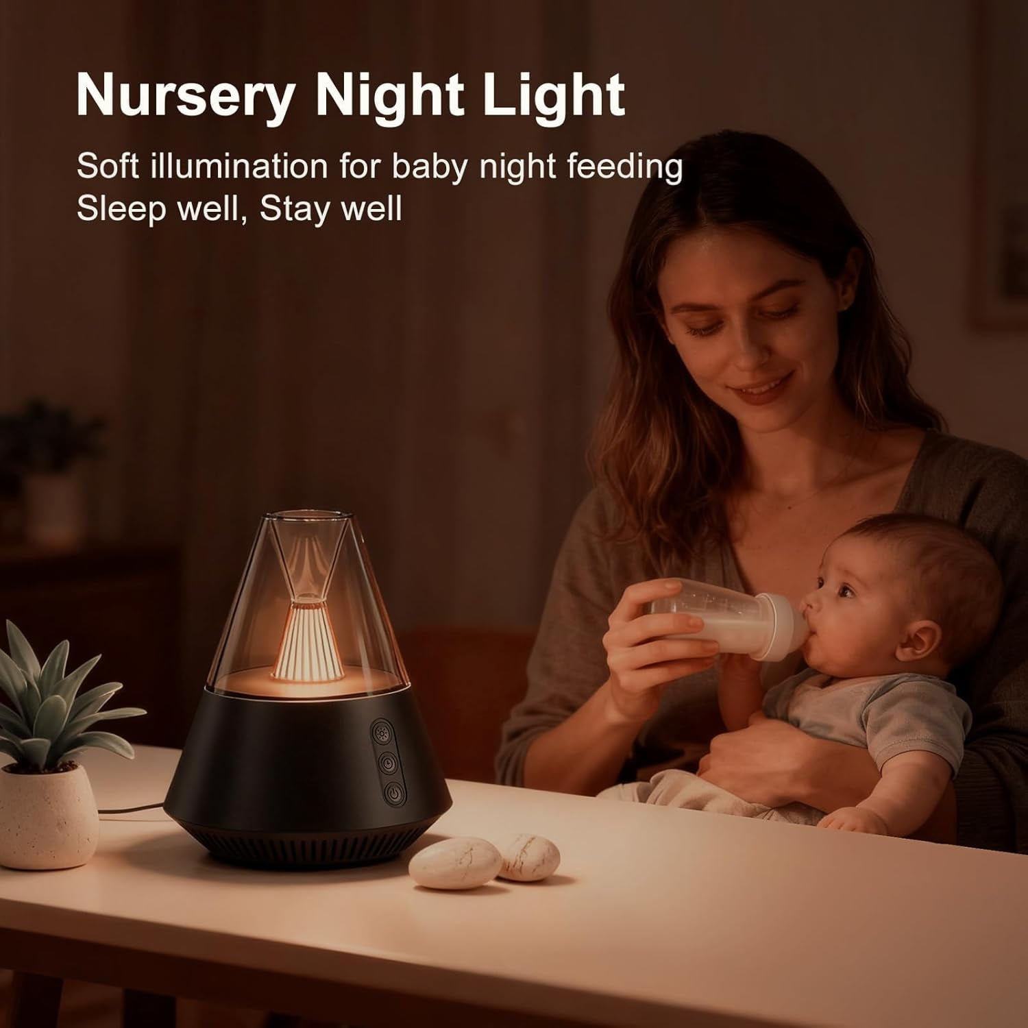 Kipcush 30 Non-Looping White & Pink Noise, Adjustable Night Light Sound Machine w/ Memory Recall for Baby and Adult Black
