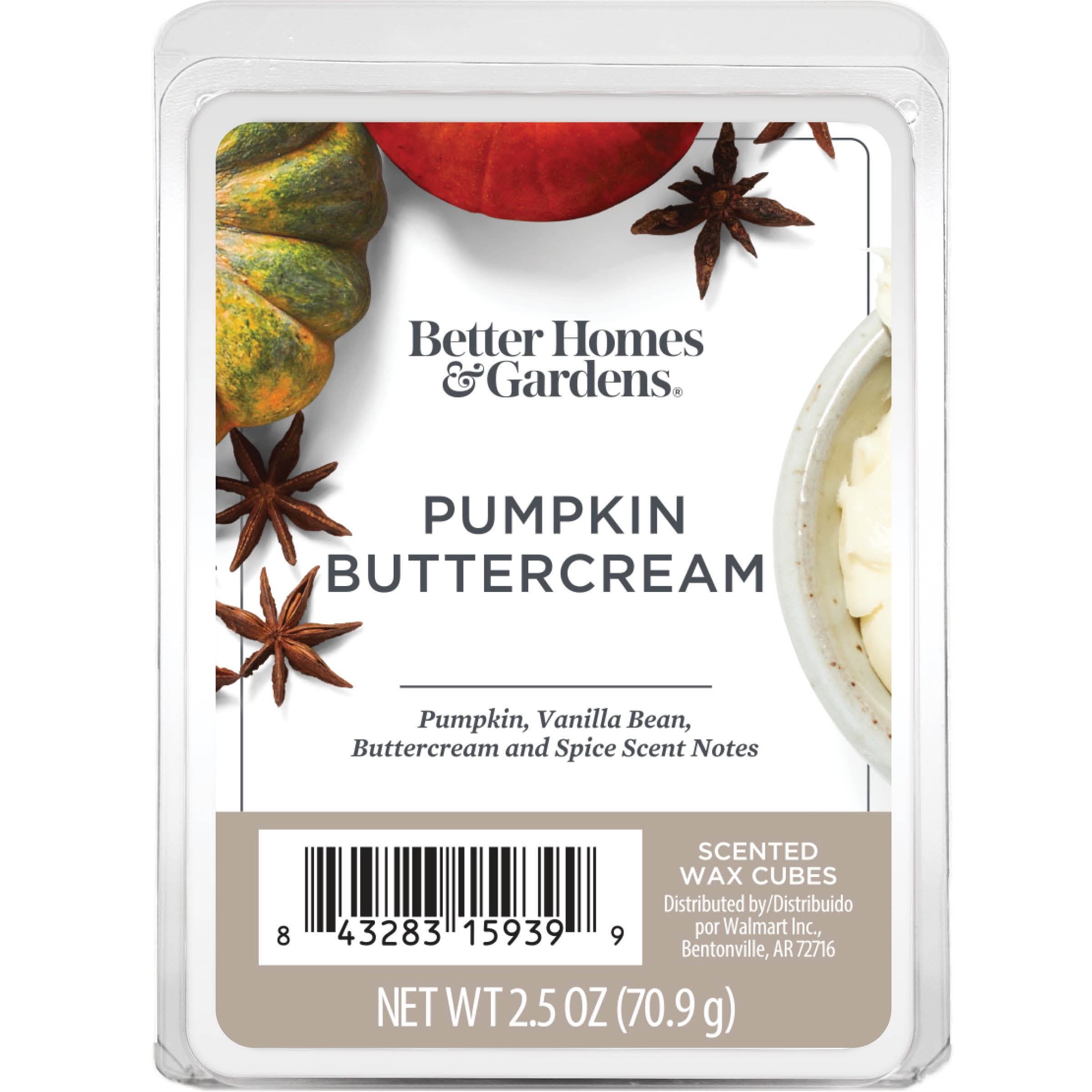 Pumpkin Buttercream Scented Wax Melts, Better Homes & Gardens, 2.5 oz (5-Pack)