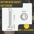 thumbnail image 2 of Uxcell M8-1.25x45mm Button Head Socket Cap Screws - 5Pack - Good for Road Bicycle, Mountain Bike, Auto, Motorcycle - 316 Stainless Steel Whitewashed - Hex Drive Fasteners, 2 of 6