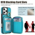 thumbnail image 4 of For Apple iPhone 13 Pro Max RFID Blocking Wallet Case Magnetic Flip Cover Multi-Card Slots Zipper Pocket With Ring Clasp Detachable Shoulder Strap And Wrist Strap,Blue,For iPhone 13 Pro Max, 4 of 10