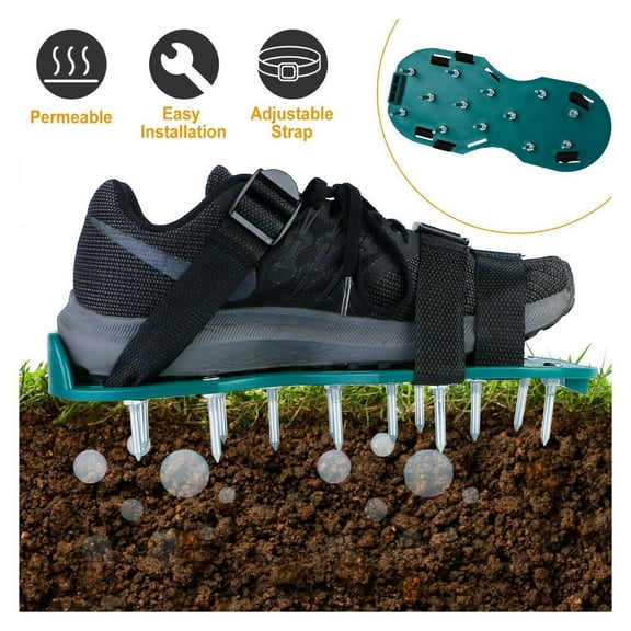 Lawn Aerator Shoes, Metal Spike Sandals for Aeration, Adjustable Straps, Garden Tool