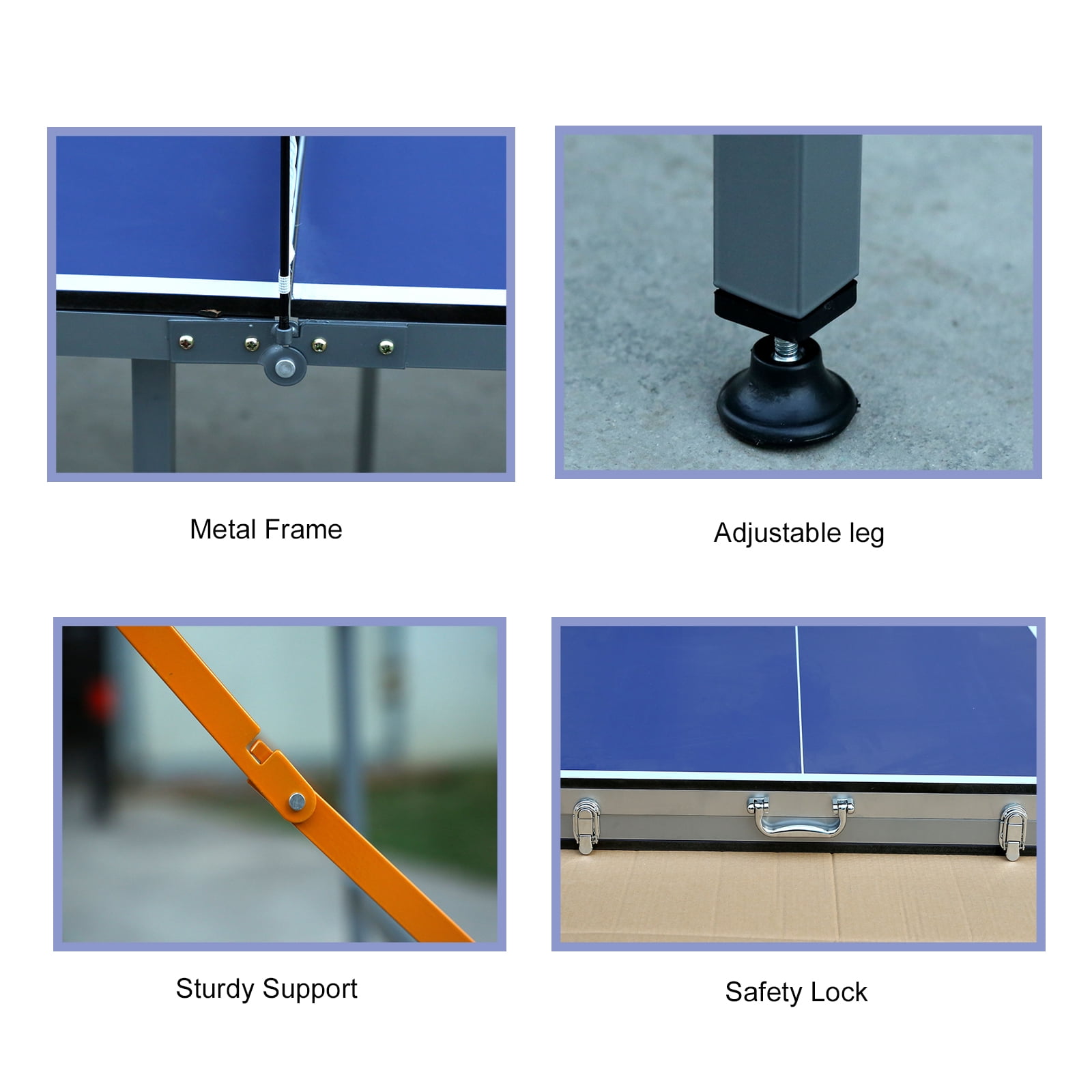 Leuco 6ft Midsize Table Tennis Table Foldable Compact for Space Saver， Portable Junior Teenagers Ping Pong Table with Net, 2 Table Tennis Paddles and 3 Balls, Multi-Use Free Standing Game Table, Blue