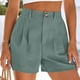 thumbnail image 2 of Pantalones Cortos de Ajuste Suelto para Mujeres Moda Casual Alta Cintura de Lino Mezcla Pantalones Cortos con Bolsillos, Poliéster Suave Recto Sólido Fondo de Verano para Diario, 2 of 6