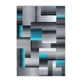 thumbnail image 2 of Emma + Oliver 5x7 Modern Cubist Olefin Accent Runner Rug in Gradient Shades of Black, Gray and Turquoise with Natural Jute Backing, 2 of 7