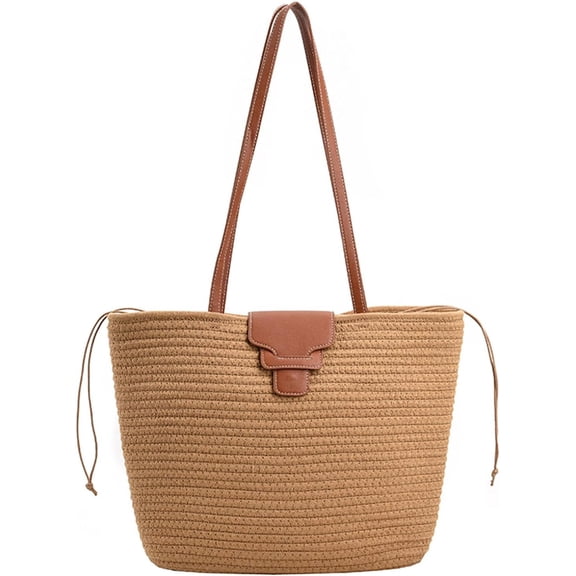 Kukuzhu Straw Bag for Women, Summer Straw Handbags and Purse Woven Shoulder Bag Beach Tote Bag for Vacation