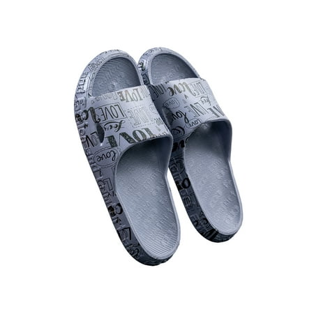 

Kesitin Mens Lightweight Cozy Slip On Summer Slippers Home Soft Flat Sandal Waterproof Platform Slide Sandals Gray-1 10.5-11