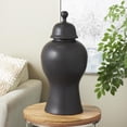 thumbnail image 2 of DecMode 12" x 25" Black Ceramic Rounded Hourglass Decorative Jars with Lid and Ball Knob, 1-Piece, 2 of 9