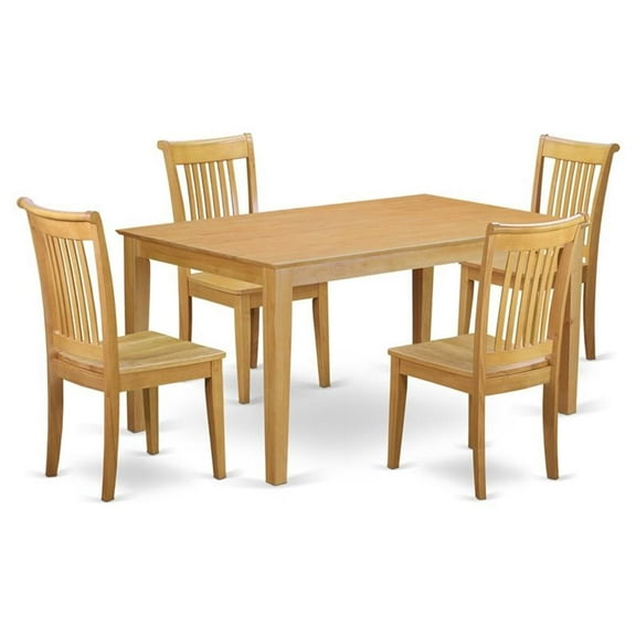Pemberly Row 5-piece Traditional Wood Dining Set in Oak
