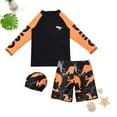 thumbnail image 2 of lnmuld Kids Swimsuits Boys Dinosaur Swimwear Set Long Sleeve Rash Guard Shirt and Swim Trunks with UPF 50 Sun for Beach Pool Activities Size:2-3 Years, 2 of 9