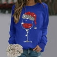 thumbnail image 2 of Zpanxa Womens Christmas Sweatshirt Red Wine Glass Santa Hat Graphic Sweater, 2 of 4