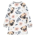 thumbnail image 6 of Girls' long-sleeved dress Pug Girls' A-line dress with ribbed cuffs Soft and comfortable, 6 of 6