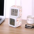 Digital Alarm Clock,Pink Flamingo With Peony Flowers 7 Color Change Led