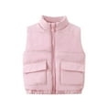 thumbnail image 2 of Children's Solid Color Quilted Vests Top Boys Girls Thickened Warm Cotton Filled Sleeveless Jackets Winter Casual Outerwear Waistcoat 130, 2 of 3
