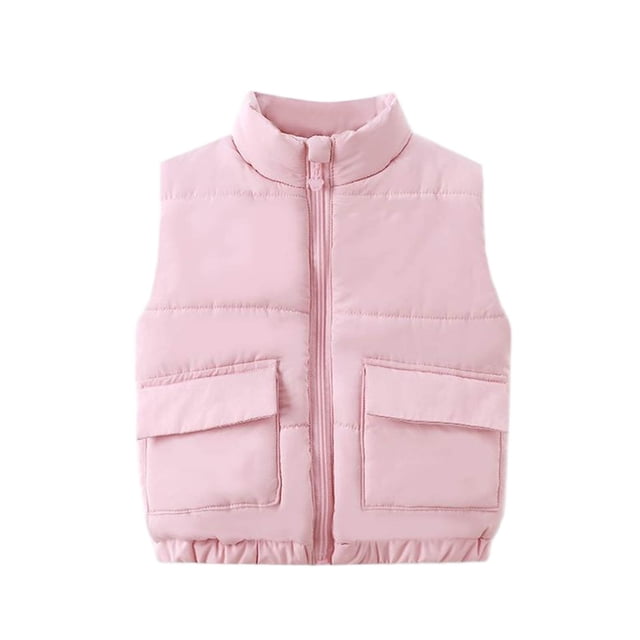 Jackets for Girls Fall Winter Solid Quilted Top Boys Thickened Warm Sleeveless