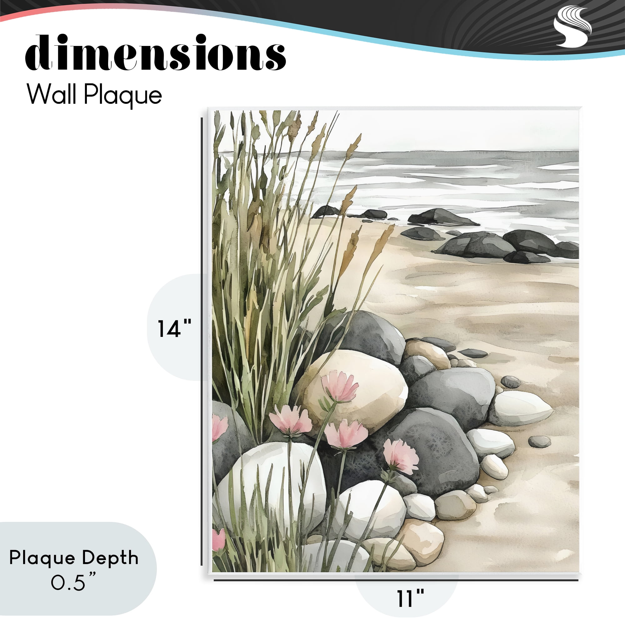Stupell Industries Coastal Calm Pebbles Wall Plaque Art, design by Riley B