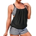 thumbnail image 2 of Womens Swimsuits Printed High Waist Boyshort Drawstring Control Tankinis Set Black Bathing Suits for Women L, 2 of 8
