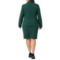 thumbnail image 3 of Agnes Orinda Women's Plus Size 2 Piece Notched Lapel Button Blazer and Midi Pencil Skirts Pocket Business Suit Sets 3X 1, 3 of 6