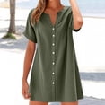 thumbnail image 2 of Vestido informal para mujer - Estilo camisa de manga corta - Detalles de botones para salidas de primavera/verano, 2 of 7