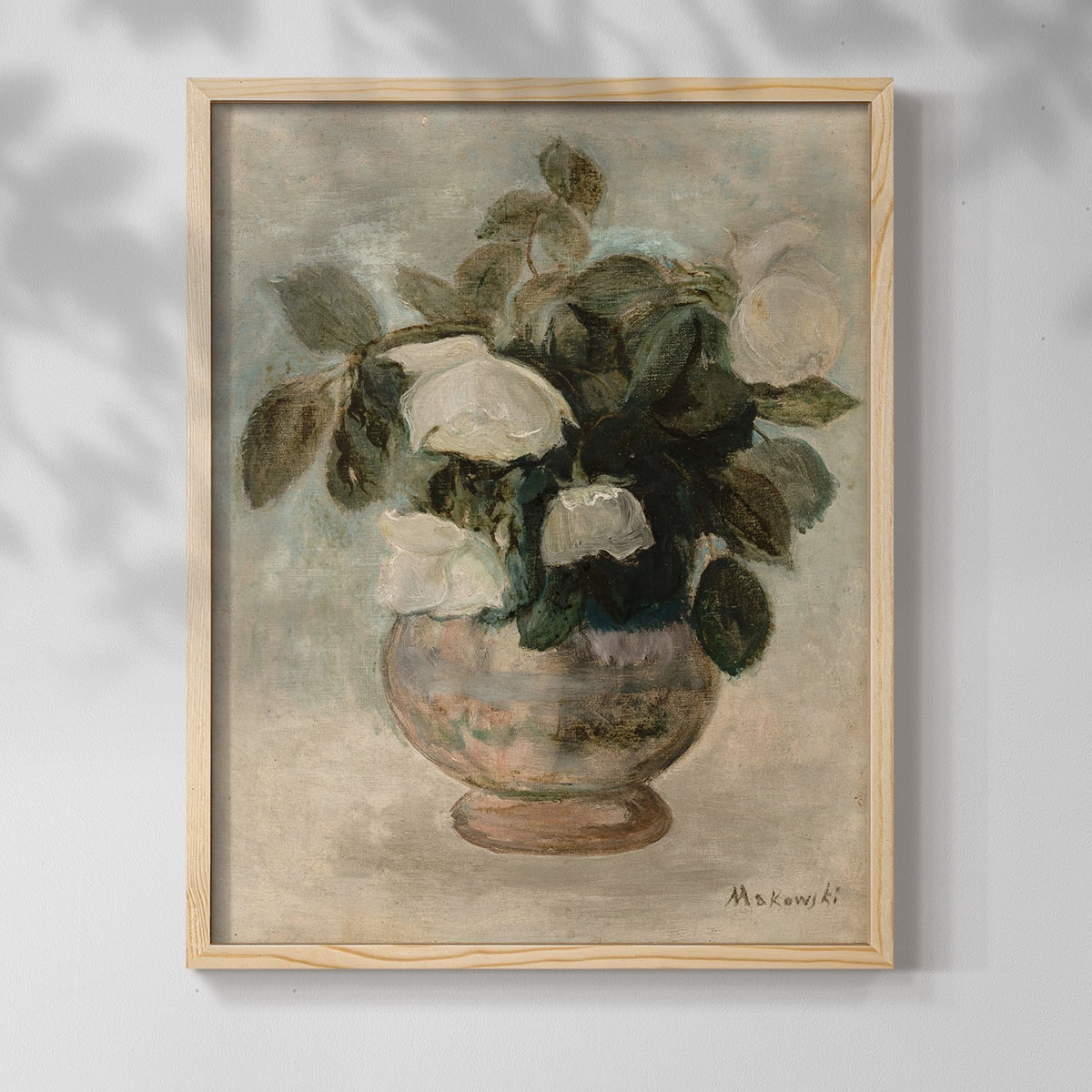 Vintage Floral Bouquet - 10in. x 8in. Vintage Framed Print in Natural Wood Frame