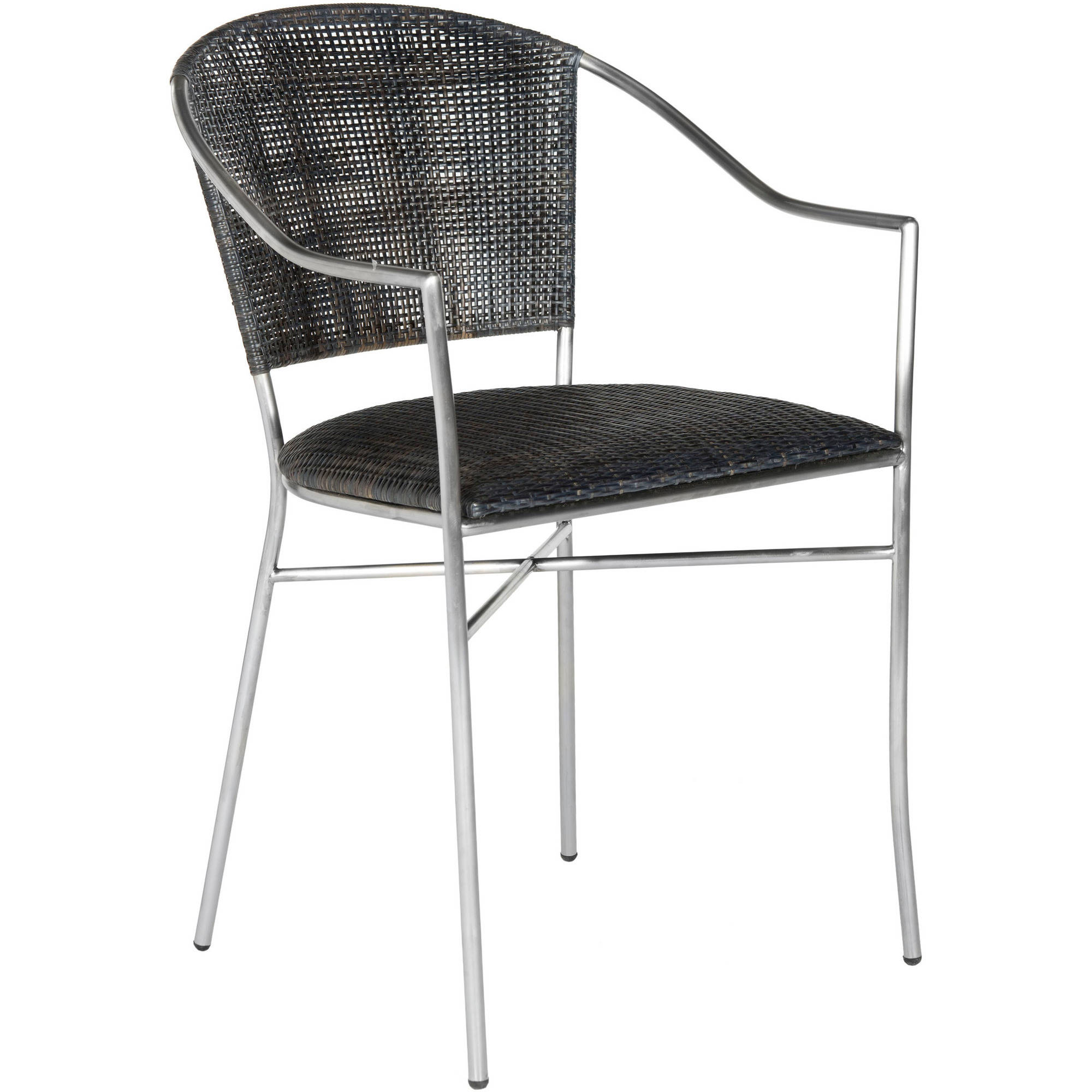 SAFAVIEH Melita Contemporary Rattan Armchair, Black, Set of 2