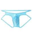 thumbnail image 6 of Arnsht Men's Solid Color Ice Silk Underwear Low Waist Briefs Thong Soft Comfort Breathable G-String Underpants Briefs Blue S, 6 of 8
