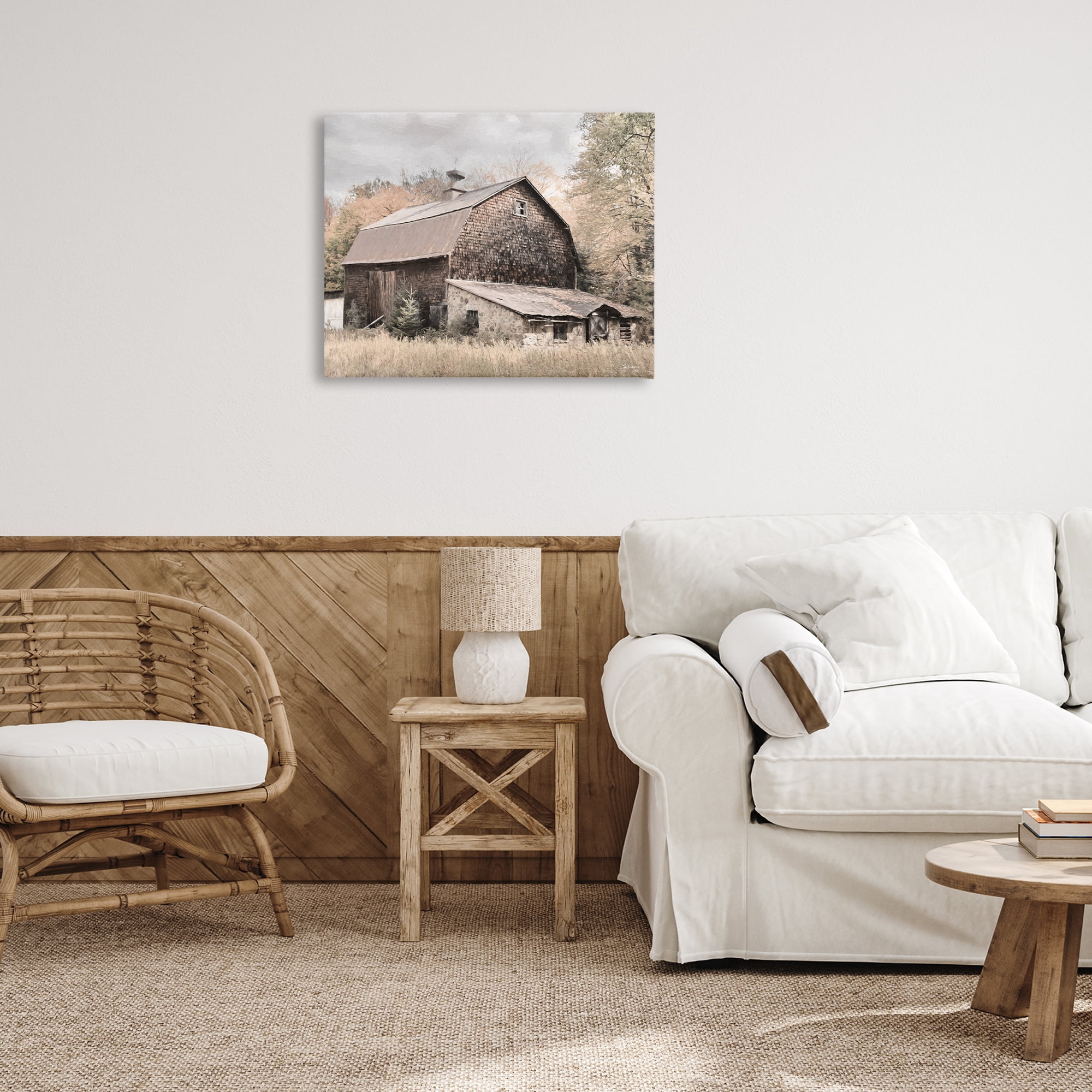 Stupell Industries Beige Rustic Barn Landscape & Nature Photography Wrapped Canvas Art Print Wall Art, 30 x 24