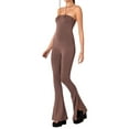 thumbnail image 3 of Genuiskids Women Sexy Yoga Jumpsuit Elegant Sleeveless Backless Solid Slim Fit Flare Pants Rompers Bodycon One Piece Workout Party Clubwear, 3 of 6