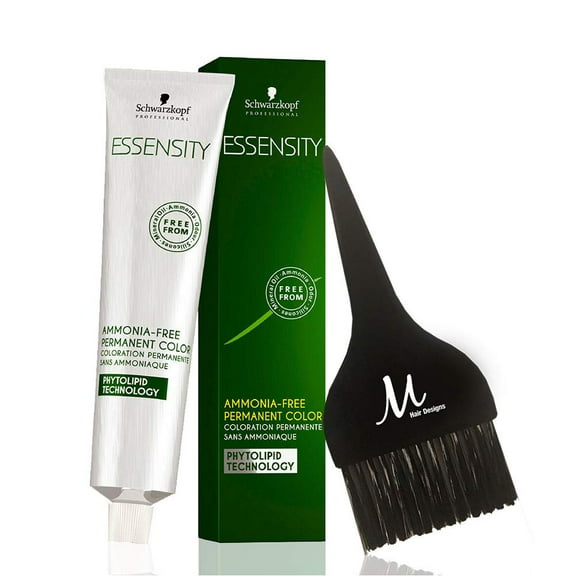 Essensity 1-0 Black Permanent Hair Color Ammonia-Free and M Hair Designs Tint Brush (Bundle 2 items)
