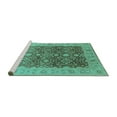 thumbnail image 2 of Ahgly Company Machine Washable Indoor Square Oriental Turquoise Blue Industrial Area Rugs, 7' Square, 2 of 4