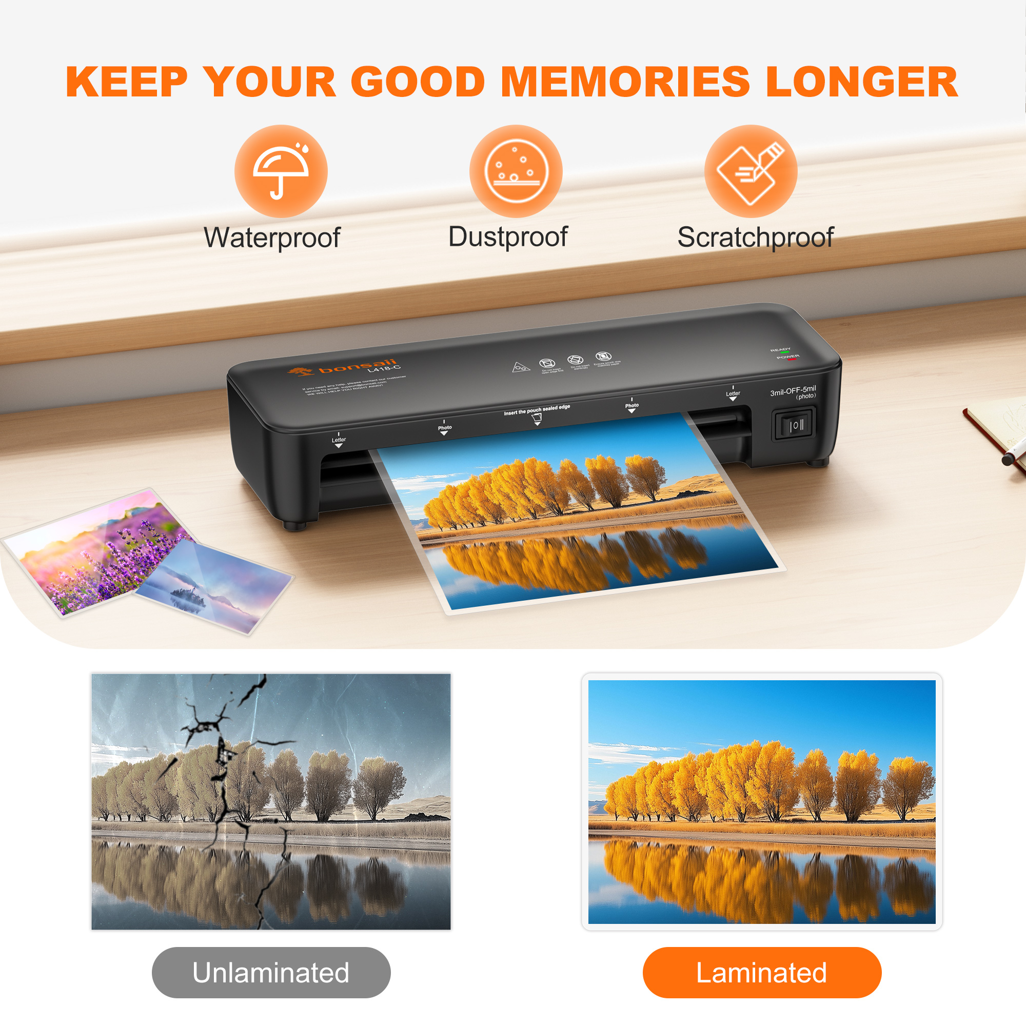 Bonsaii 9 Inch Thermal Laminator with 20 Laminating Pouches photo 5