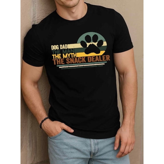 Greenink Dog Dad Snack Dealer Tee Men's t-shirt black graphic gifts Wearable year-round Comfortable loose T-shirt Funny Unisex Shirt Printed tshirts