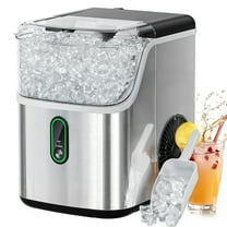 Philergo Nugget Ice Maker Countertop, Pebble Ice Maker Machine with Self-Cleaning, 35lbs/24hr, Soft Chewable Pellet Ice Maker for Home, Kitchen, Stainless Steel