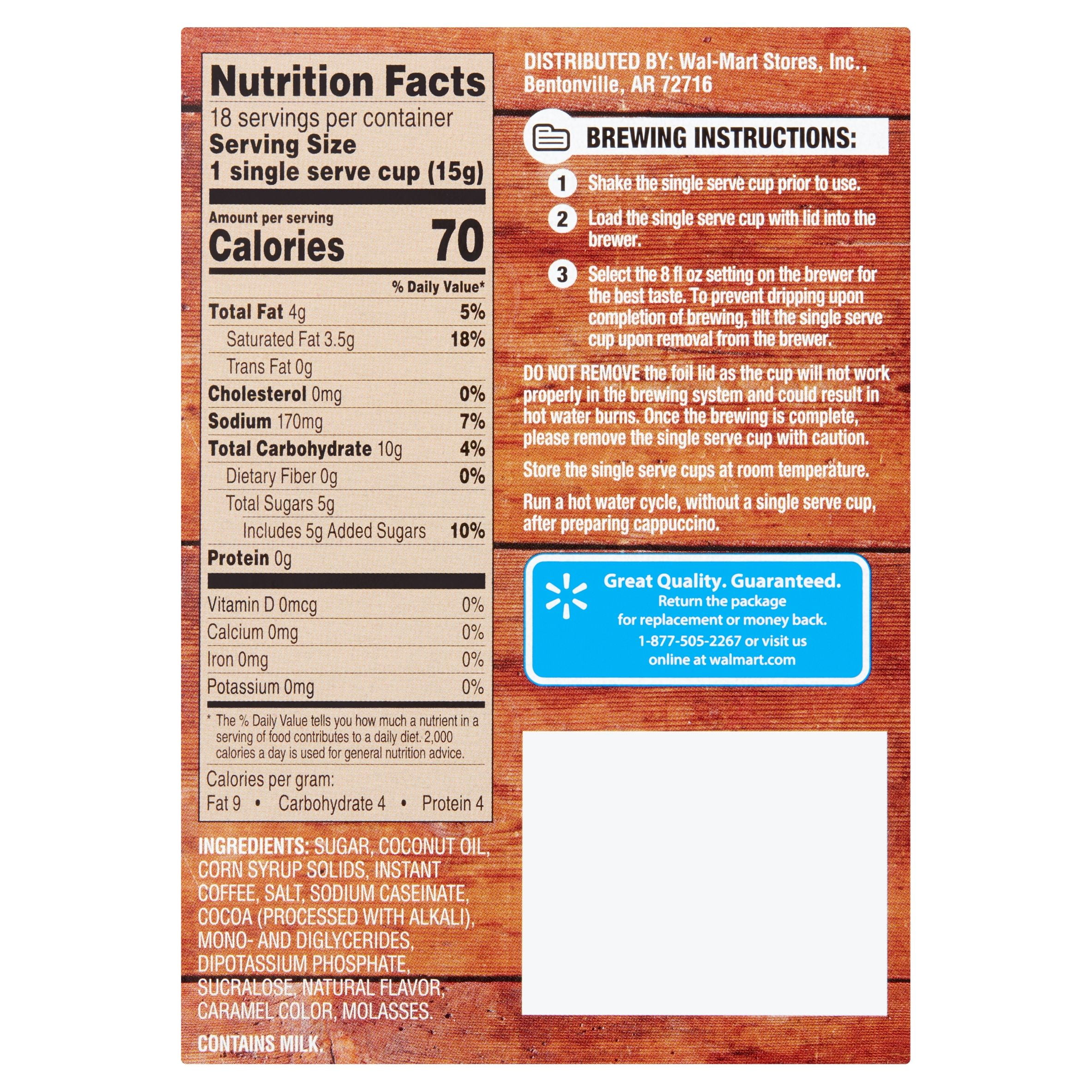 Great Value Caramel Cappuccino K Cups Nutrition Nutrition Pics