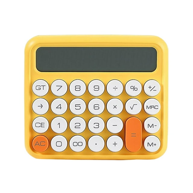 Portable Desktop Calculator Large Display Big Button 12 digits for Home Yellow Yellow with white