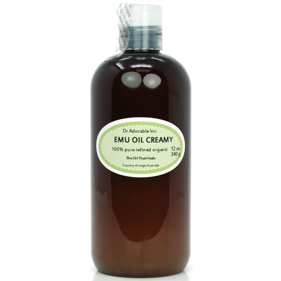 Dr. Adorable - 100% Pure Australian CREAMY EMU Oil Triple Refined Organic Moisturizing Oil For Face Skin Hair - 12Oz