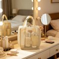 thumbnail image 2 of Tdxkok Portable Large Capacity Mesh Makeup Bag Travel Toiletry Storage Organizer Pouch Khaki, 2 of 7