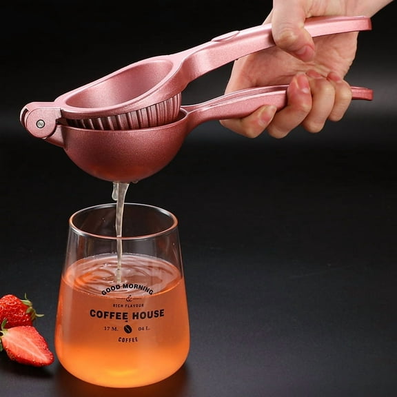 Kitchen Lemon Squeezer, Citrus Juicer, Lemon Juicer Stainless Steel with Silicone Handles, Squeezer Bar Tool, Manual Juicer, Manual Citrus Press, Handheld Orange Juice Squeezer （Pink）
