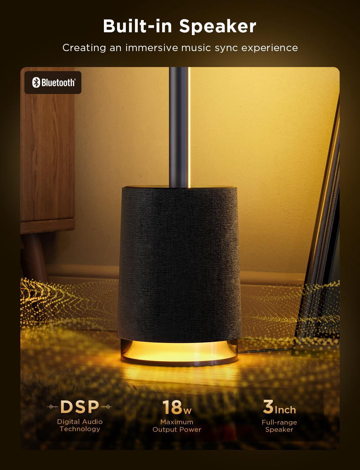 Govee Floor Lamp Pro  Rgbicww Led With And White Noise 2100 Lumens Standing Works Matter 16 Million Colors Music Sync For Bedroom Living Room