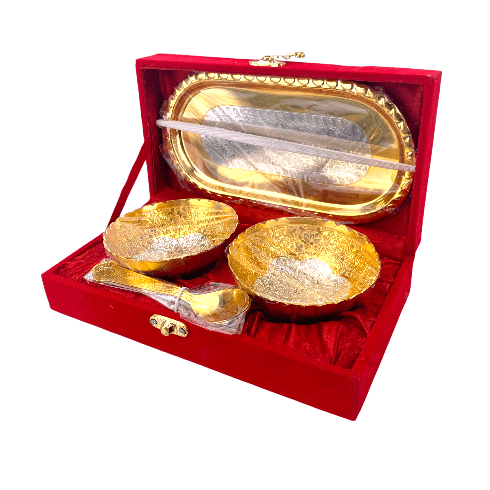 Silver and Gold Plated Brass Ice Cream Bowl Set of 8 for Diwali Gift