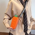 thumbnail image 5 of Crossbody Bag for Women, Carrot Fruit Shaped Shoulder Bag Purse with Removable Wide Strap Pu Leather Crossbody Bucket Bag Sports Bag for Daily Use, 5 of 7