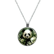Panda Stunning Women's Circular Glass Pendant Necklace Jewelry