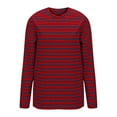 thumbnail image 6 of Fiaer Stripes Oversized Women T Shirts Crew Neck Long Sleeve Tshirts Baggy Fall Casual Color Blocking Tops Red XXL, 6 of 6