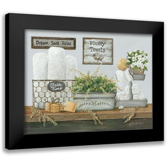Britton, Pam 14x12 Black Modern Framed Museum Art Print Titled - Fluffy Towels