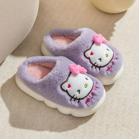 

Sanrioed Hellokitty Cartoon Kawaii High Face Value Anti-Slip Warm Home Shoes Cute Girl‘s Heart Cotton Slippers Girl Holiday Gift