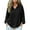 Black, variant on Womens 3/4 Bell Sleeve Tops Lapel Loose Fit Pullovers Summer Casual Tunic Blouses Boho Beach Vacation Clothes