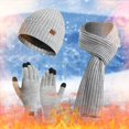 thumbnail image 2 of BJUTIR Women&Men Autumn And Winter Warm Wool Hat Scarf Gloves Slouchy Three Pieces Winter Snow Knit Cap Screen Mittens Scarves Sets 2023, 2 of 4
