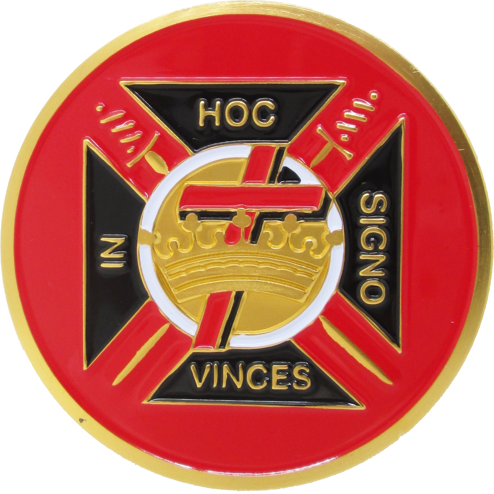 Knights Templar Symbol Round Car Emblem [Gold 2.75"]