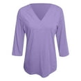 thumbnail image 4 of NJGRAE Women's Tops Women’S Slub Knit T-Shirts Women's Fashion Solid 3/4 Sleeve T Shirts V Neck Casual Loose Top Women’S Casual Pocket T-Shirts M, 4 of 5