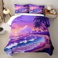 thumbnail image 2 of jejeloiu Purple Tropical Sunset Twin Quilt Set For Girls,Palm Tree Print Twin Coverlet Set,Multicolor,2 Pieces, 2 of 7