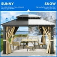 thumbnail image 3 of Dextrus 12' x 14' Double Roof Hardtop Gazebo, Aluminum Frame with Netting & Curtains, 3 of 5